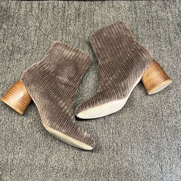 Sbicca Corduroy Ankle Boots Womens 7.5 Taupe Brown Side Zip Retro Groovy Hippie - Picture 7 of 12